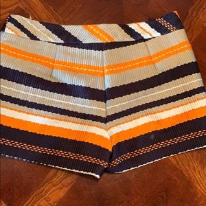 Trina Turk navy and orange woven shorts